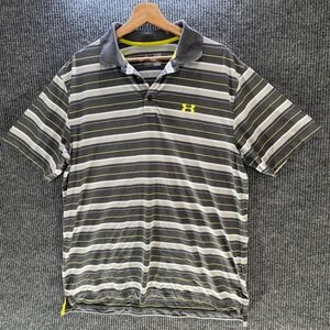 Under Armour Polo Shirt Mens XL HeatGear Striped Golf Athletic‎ Performance Gray